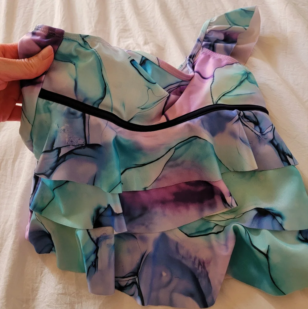 Justice Girls ruffled tankini Swim Top